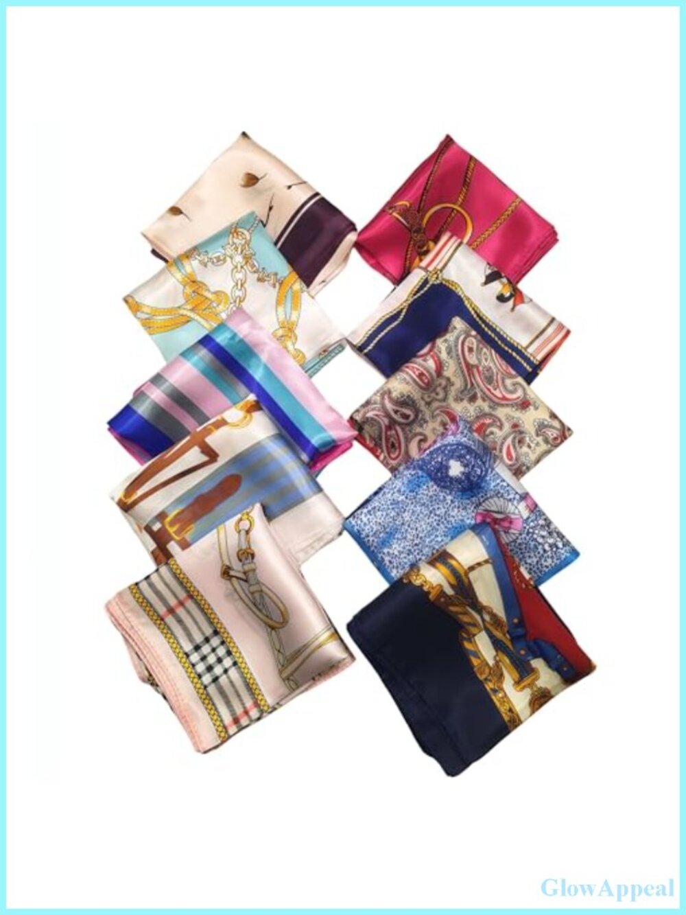 10 Pcs Satin Silk Feeling Square Scarf Hair Neck Accessory 19.7"